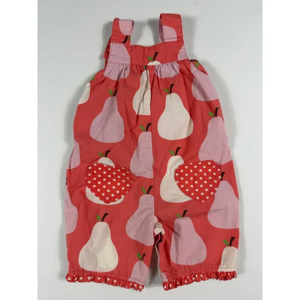 Mini Baby Boden Pear Print Shortalls Romper Size 6-12 Months